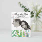 4x5 Save the Date Kaart Boho Llama Bohemian Cacti  (Staand voorkant)