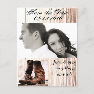 4x5 Save the Date Kaart Boots Country Rustic Weste