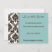 4x5 Save the Date Kaart - Bruin Damask Kant (Voorkant)