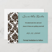 4x5 Save the Date Kaart - Bruin Damask Kant (Voorkant / Achterkant)