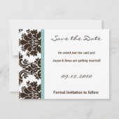 4x5 Save the Date Kaart - Bruin Damask Kant (Voorkant)