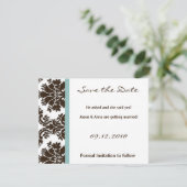 4x5 Save the Date Kaart - Bruin Damask Kant (Staand voorkant)