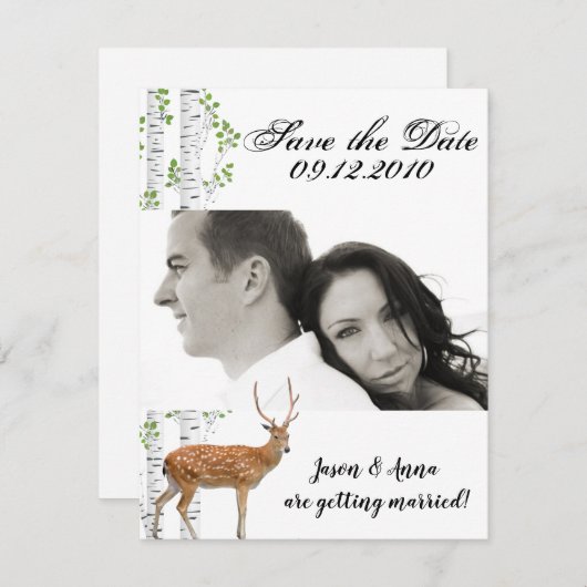 4x5 Save the Date Kaart Deer Doe Woodland Buck Lab (Voorkant / Achterkant)