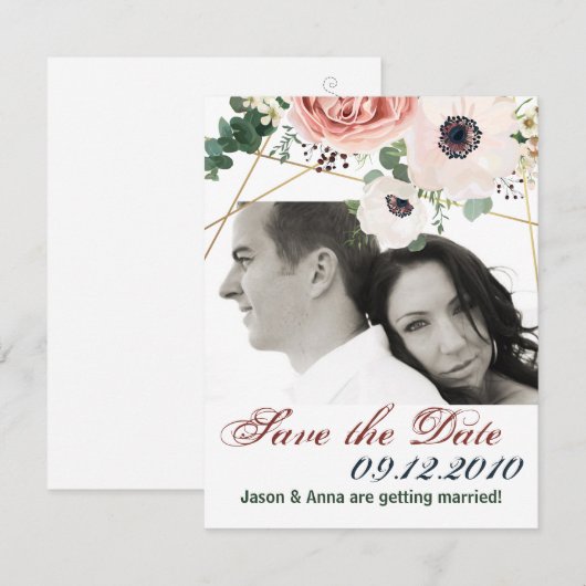 4x5 Save the Date Kaart Geometric Garden Roos (Voorkant / Achterkant)