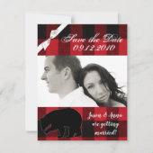 4x5 Save the Date Kaart Red Buffalo Plaid Beer Bla (Voorkant)