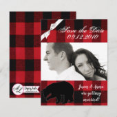 4x5 Save the Date Kaart Red Buffalo Plaid Beer Bla (Voorkant / Achterkant)