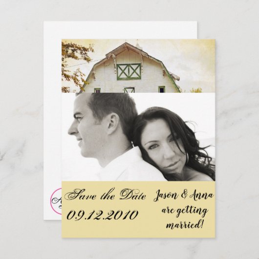 4x5 Save the Date Kaart Sunset Barn Country Rustic (Voorkant / Achterkant)