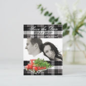 4x5 Save the Date Kaart XMAS Truck Baffalo Plaid B (Staand voorkant)