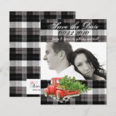 4x5 Save the Date Kaart XMAS Truck Baffalo Plaid B (Voorkant / Achterkant)