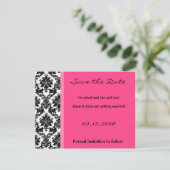 4x5 Save the Date Kaart - Zwart Damask & Hot Pink (Staand voorkant)