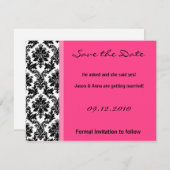 4x5 Save the Date Kaart - Zwart Damask & Hot Pink (Voorkant / Achterkant)