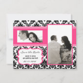4x5 Save the Date Kaart - Zwart Damask & Hot Pink (Voorkant)