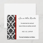 4x5 Save the Date Kaart - Zwart Damask & Rode Crim (Voorkant / Achterkant)