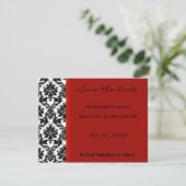 4x5 Save the Date Kaart - Zwart Damask & Rode Crim (Staand voorkant)