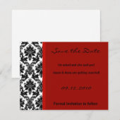 4x5 Save the Date Kaart - Zwart Damask & Rode Crim (Voorkant / Achterkant)