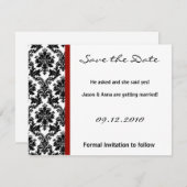 4x5 Sla de datumkaart op - Black Damask & Red Crim Save The Date (Voorkant / Achterkant)