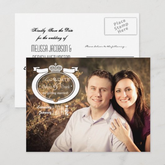 4x5 Typografie Save the Date Fotoaankondiging Briefkaart (Voorkant / Achterkant)