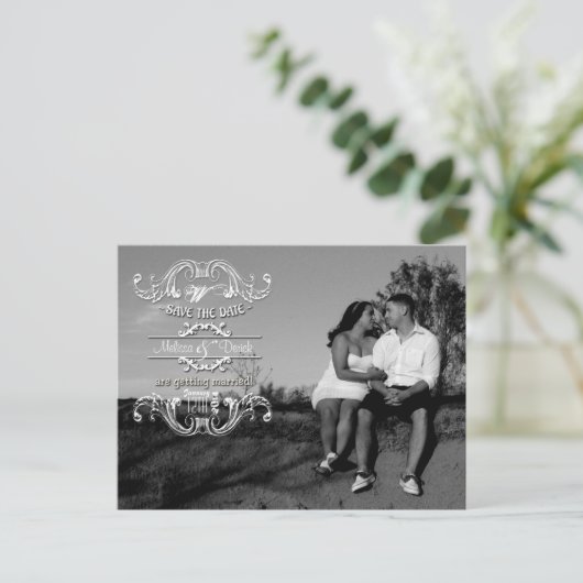 4x5 Typografie Save the Date Fotoaankondiging Briefkaart (Staand voorkant)