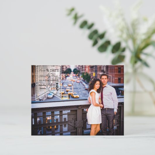 4x5 Typografie Save the Date Fotoaankondiging Briefkaart (Staand voorkant)