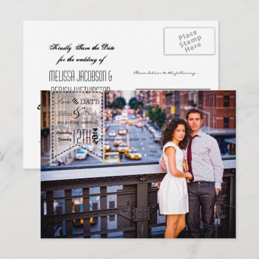 4x5 Typografie Save the Date Fotoaankondiging Briefkaart (Voorkant / Achterkant)