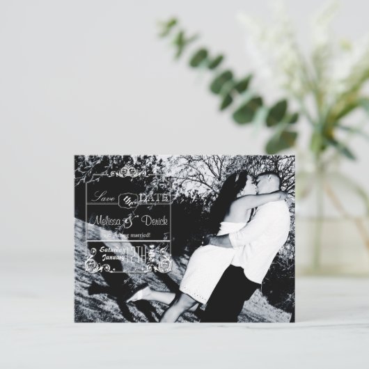 4x5 Typografie Save the Date Fotoaankondiging Briefkaart (Staand voorkant)