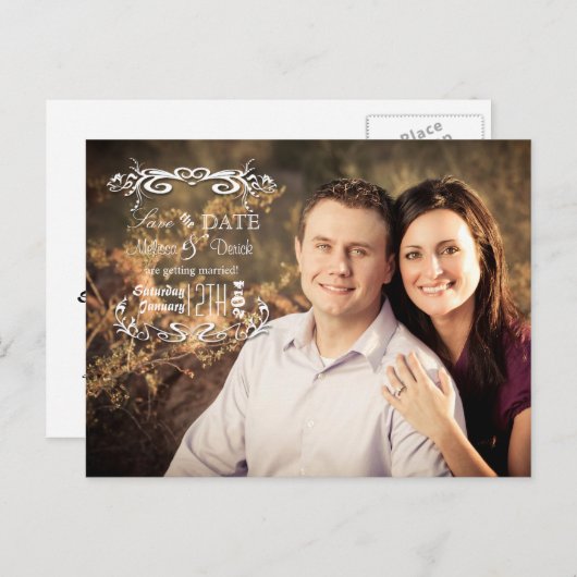 4x5 Typografie Save the Date Fotoaankondiging Briefkaart (Voorkant / Achterkant)