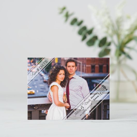 4x5 Typografie Save the Date Fotoaankondiging Briefkaart (Staand voorkant)
