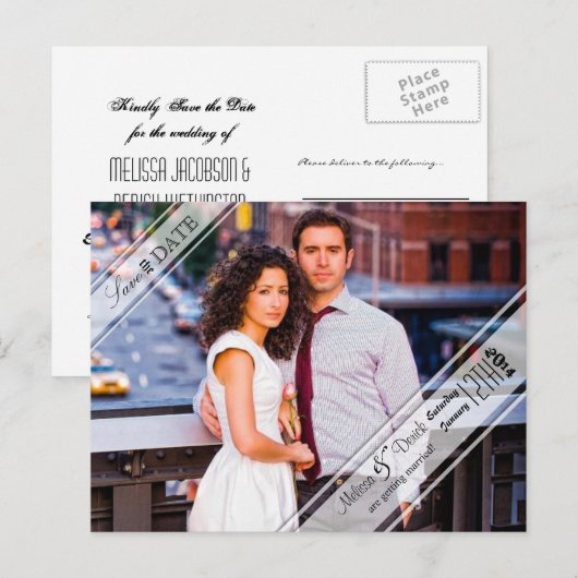 4x5 Typografie Save the Date Fotoaankondiging Briefkaart (Voorkant / Achterkant)