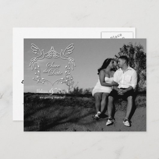 4x5 Typografie Save the Date Fotoaankondiging Briefkaart (Voorkant / Achterkant)