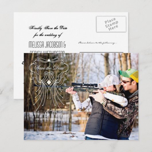 4x5 Typografie Save the Date Fotoaankondiging Briefkaart (Voorkant / Achterkant)