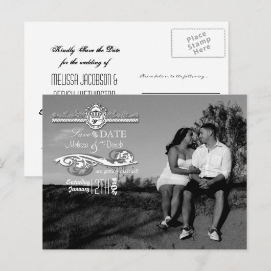 4x5 Typografie Save the Date Fotoaankondiging Briefkaart (Voorkant / Achterkant)