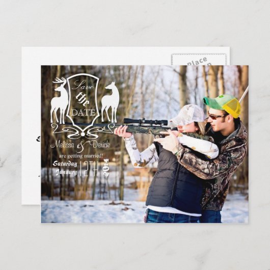 4x5 Typografie Save the Date Fotoaankondiging Briefkaart (Voorkant / Achterkant)