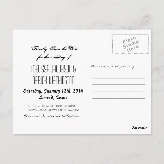 4x5 Typografie Save the Date Fotoaankondiging Briefkaart (Achterkant)