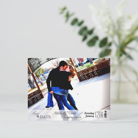 4x5 Typografie Save the Date Fotoaankondiging Briefkaart (Staand voorkant)