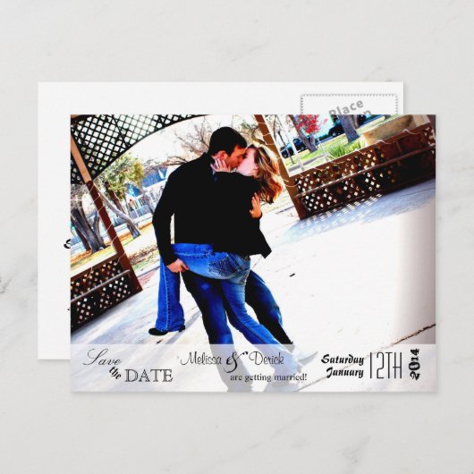 4x5 Typografie Save the Date Fotoaankondiging Briefkaart (Voorkant / Achterkant)