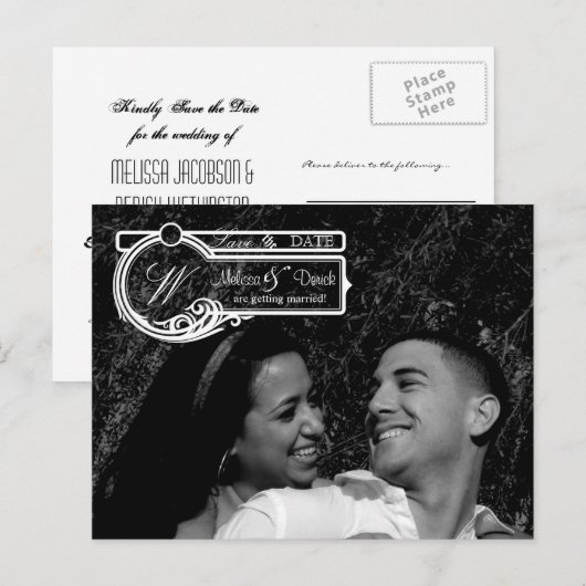 4x5 Typografie Save the Date Fotoaankondiging Briefkaart (Voorkant / Achterkant)