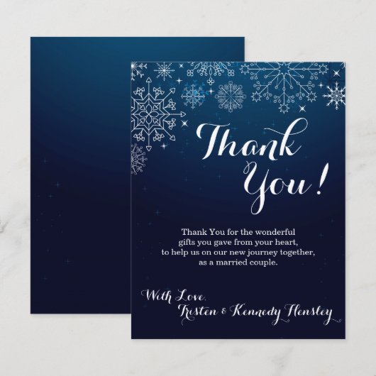 4x5 VLAKTE BEDANKKAART Winter Sneeuwvlokken Sneeuw Kaart (Voorkant / Achterkant)