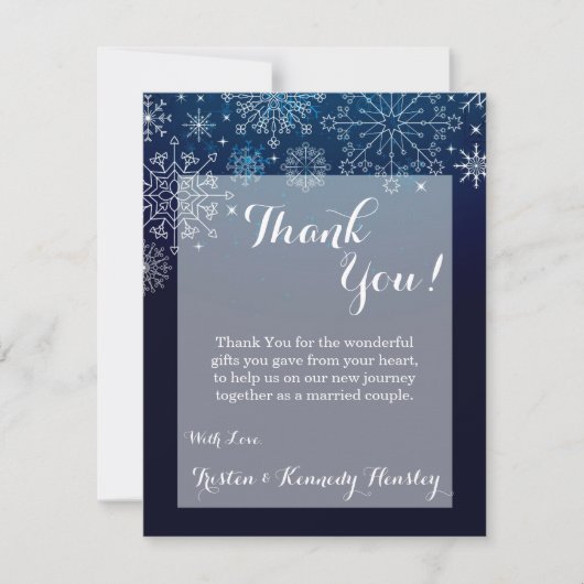 4x5 VLAKTE Bedankkaart Winter Sneeuwvlokken Sneeuw Kaart (Voorkant)