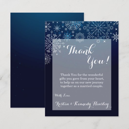 4x5 VLAKTE Bedankkaart Winter Sneeuwvlokken Sneeuw Kaart (Voorkant / Achterkant)