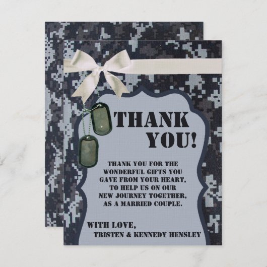 4x5 VLAKTE Dankkaart Marineblauw DIGITALE AFDRUK U Bedankkaart (Voorkant / Achterkant)