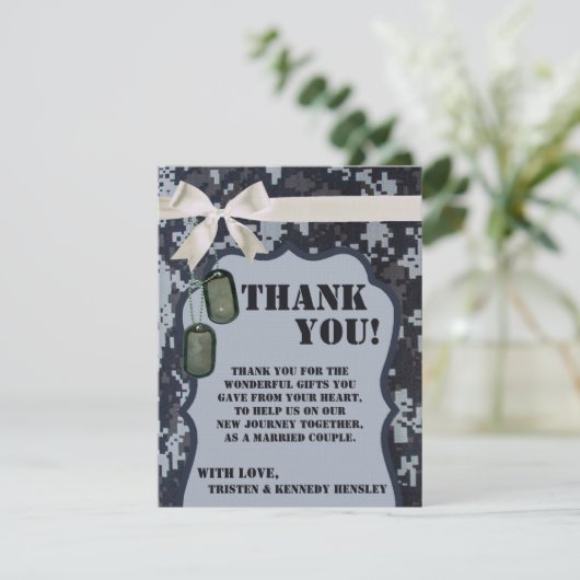 4x5 VLAKTE Dankkaart Marineblauw DIGITALE AFDRUK U Bedankkaart (Staand voorkant)