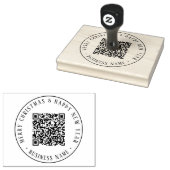 4X5 Zakelijke QR-code Kerst Rond Rubberstempel (Gestempeld)