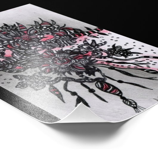 4x6 ACEO. Kunstafdrukken. Rood en zwart Foto Afdruk (Hoek)