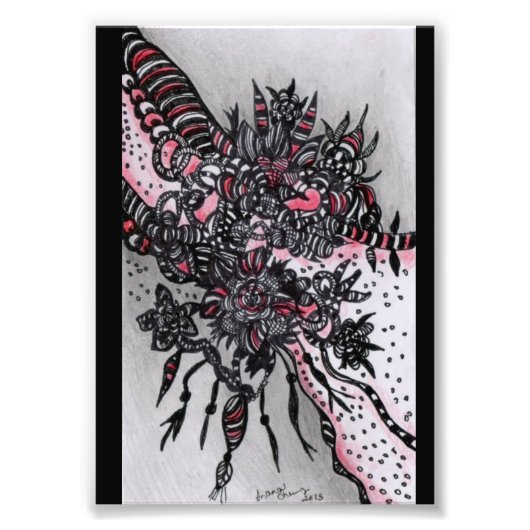 4x6 ACEO. Kunstafdrukken. Rood en zwart Foto Afdruk (Voorkant)