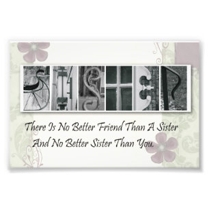 4x6 Alfabet Foto Letter zister Frameable Print Afdruk