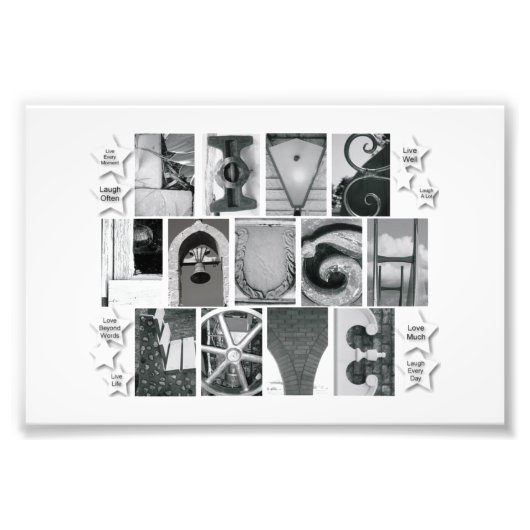 4x6 Alphabet Letter Fotografie Live Laugh Love Foto Afdruk (Voorkant)