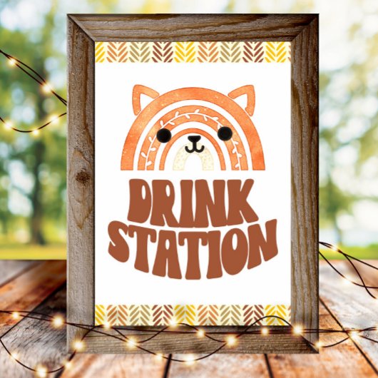 4x6 Drink Station Boho Woodland Fox Verjaardag Poster