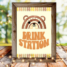 4x6 Drinkstation Boho Woodland Beer Verjaardag Poster