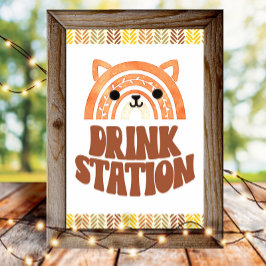 4x6 Drinkstation Boho Woodland Vos Verjaardag Poster