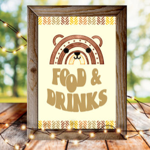 4x6 Eten & Drinken Boho Woodland Beer Verjaardag Poster